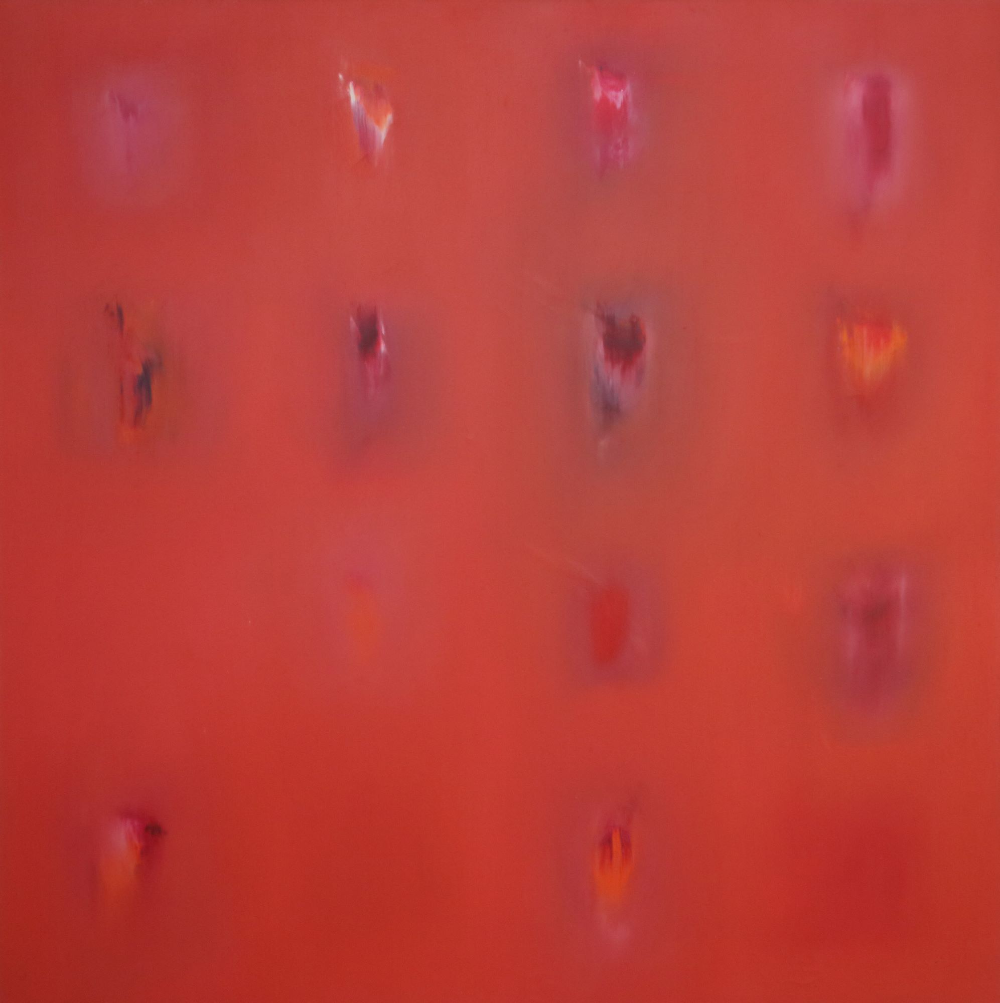 1997 - Architettura del colore in rosso, olio su tela, 100x100 cm